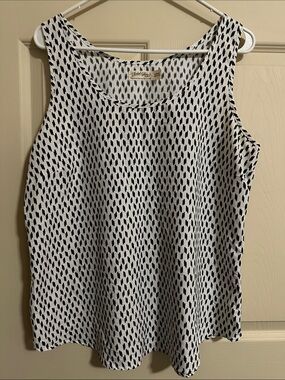 Faded Glory Black & White Printed Scoop Neck Camisole